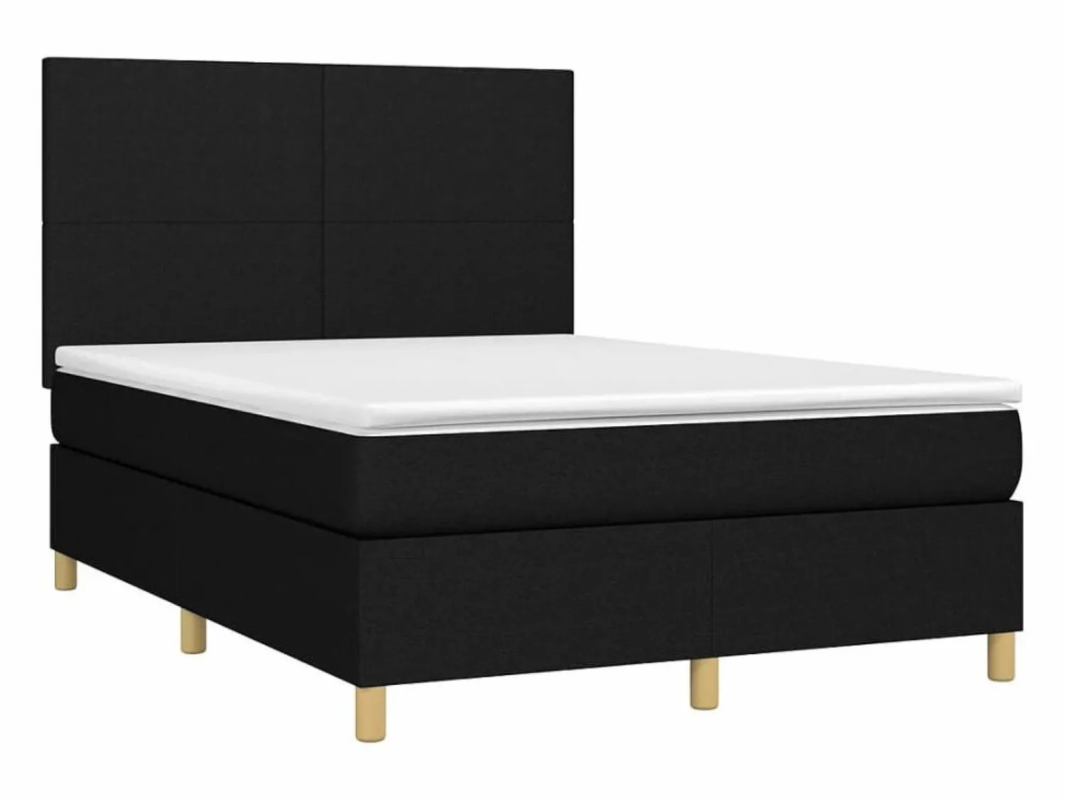 Clicnbuy Cama box spring colchón y luces LED tela negro 140x190 cm