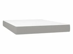 Clicnbuy Cama box spring colchón y luces LED tela gris claro 140x190 cm