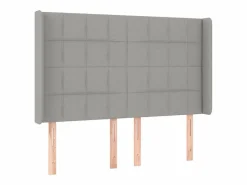 Clicnbuy Cama box spring colchón y luces LED tela gris claro 140x190 cm