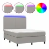 Hot Clicnbuy Cama box spring colchón y luces LED tela gris claro 140x190 cm