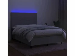 Hot Clicnbuy Cama box spring colchón y luces LED tela gris claro 140x190 cm