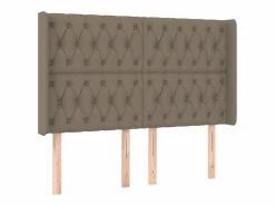 Clicnbuy Cama box spring colchón y luces LED tela gris taupe 140x200 cm