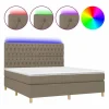 Online Cama box spring colchón y luces LED tela gris taupe 180x200 cm Somier - 180X200Cm