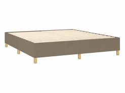 Online Cama box spring colchón y luces LED tela gris taupe 180x200 cm Somier - 180X200Cm