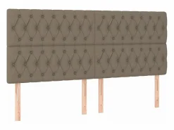 Online Cama box spring colchón y luces LED tela gris taupe 180x200 cm Somier - 180X200Cm