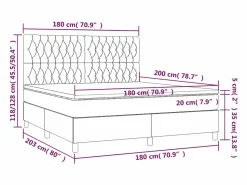Online Cama box spring colchón y luces LED tela gris taupe 180x200 cm Somier - 180X200Cm