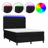 Clicnbuy Cama box spring colchón y luces LED tela negro 140x190 cm