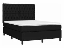 Clicnbuy Cama box spring colchón y luces LED tela negro 140x190 cm