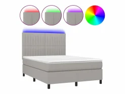 Hot Clicnbuy Cama box spring colchón y luces LED tela gris claro 140x190 cm