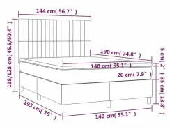 Hot Clicnbuy Cama box spring colchón y luces LED tela gris claro 140x190 cm
