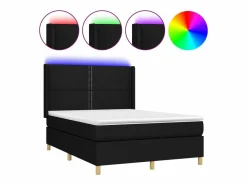Clearance Clicnbuy Cama box spring colchón y luces LED tela negro 140x190 cm