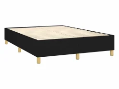 Clearance Clicnbuy Cama box spring colchón y luces LED tela negro 140x190 cm