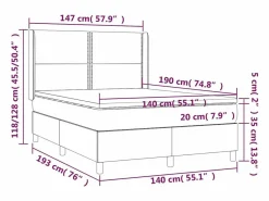 Clearance Clicnbuy Cama box spring colchón y luces LED tela negro 140x190 cm