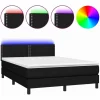 Clicnbuy Cama box spring colchón y luces LED tela negro 140x190 cm