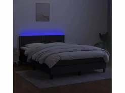 Clicnbuy Cama box spring colchón y luces LED tela negro 140x190 cm