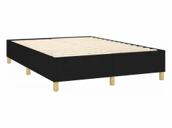 Clicnbuy Cama box spring colchón y luces LED tela negro 140x190 cm