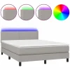 Clearance Cama box spring colchón y luces LED tela gris claro 140x190 cm Somier Tapizado|Somier - 140X190Cm