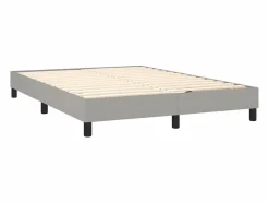 Clearance Cama box spring colchón y luces LED tela gris claro 140x190 cm Somier Tapizado|Somier - 140X190Cm