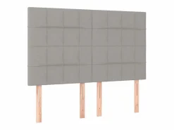 Clicnbuy Cama box spring colchón y luces LED tela gris claro 140x190 cm