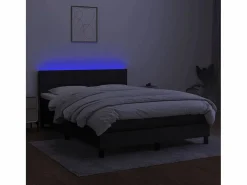 Sale Cama box spring colchón y luces LED tela negro 140x190 cm Somier - 140X190Cm