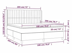 Clicnbuy Cama box spring colchón y luces LED tela gris taupe 180x200 cm