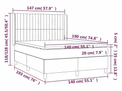 Discount Cama box spring colchón y luces LED tela crema 140x190 cm Somier - 140X190Cm