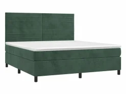 Clicnbuy Cama box spring colchón y LED terciopelo oscuro 160x200cm