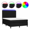 Sale Clicnbuy Cama box spring colchón y luces LED tela negro 140x190 cm