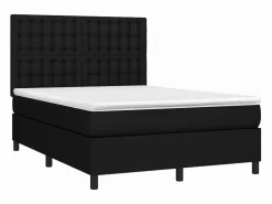 Sale Clicnbuy Cama box spring colchón y luces LED tela negro 140x190 cm