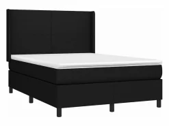 Clicnbuy Cama box spring colchón y luces LED tela negro 140x190 cm
