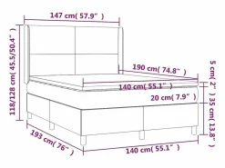 Clicnbuy Cama box spring colchón y luces LED tela negro 140x190 cm