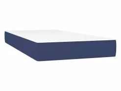 New Clicnbuy Cama box spring colchón y luces LED tela azul 90x190 cm