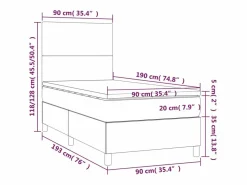 Clearance Cama box spring colchón y luces LED tela azul 90x190 cm Somier Tapizado|Somier - 90X190Cm