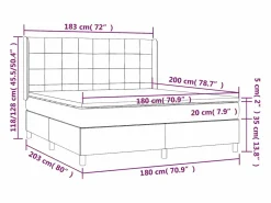 Clicnbuy Cama box spring colchón y luces LED tela gris taupe 180x200 cm