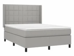 Outlet Clicnbuy Cama box spring colchón y luces LED tela gris claro 140x190 cm