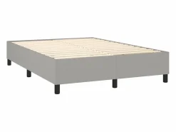 Outlet Clicnbuy Cama box spring colchón y luces LED tela gris claro 140x190 cm