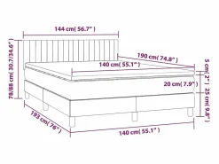 Clearance Cama box spring colchón y luces LED tela crema 140x190 cm Somier - 140X190Cm