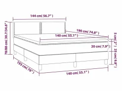 Clicnbuy Cama box spring colchón y luces LED tela gris claro 140x190 cm