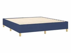 Best Clicnbuy Cama box spring colchón y luces LED tela azul 180x200 cm