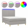 Best Clicnbuy Cama box spring colchón y luces LED tela gris claro 140x190 cm