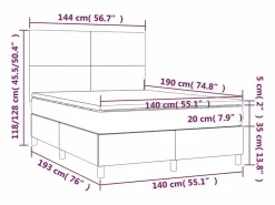 Best Clicnbuy Cama box spring colchón y luces LED tela gris claro 140x190 cm