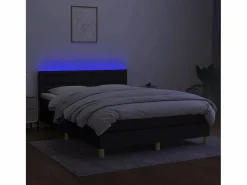 Online Clicnbuy Cama box spring colchón y luces LED tela negro 140x190 cm