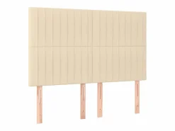 Clicnbuy Cama box spring colchón y luces LED tela crema 140x190 cm