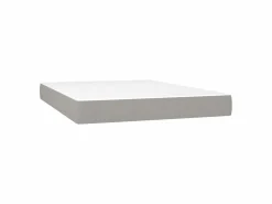 Clicnbuy Cama box spring colchón y luces LED tela gris claro 140x190 cm