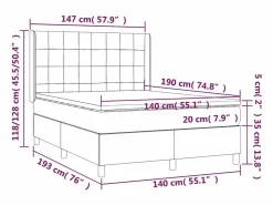 Discount Cama box spring colchón y luces LED tela negro 140x190 cm Somier Tapizado|Somier - 140X190Cm