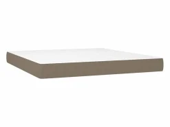Clicnbuy Cama box spring colchón y luces LED tela gris taupe 180x200 cm