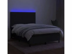 Best Cama box spring colchón y luces LED tela negro 140x190 cm Somier - 140X190Cm