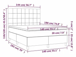 Clicnbuy Cama box spring colchón y luces LED tela negro 140x190 cm