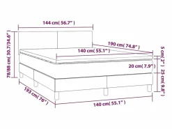 Clicnbuy Cama box spring colchón y luces LED tela negro 140x190 cm