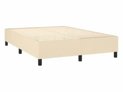 Clicnbuy Cama box spring colchón y luces LED tela crema 140x190 cm
